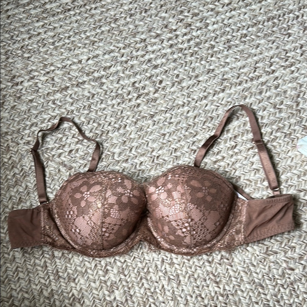 Lace Underwire Bra in Brown